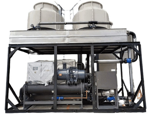ซื้อ 100hp น้ําเย็นสกรูชนิด อุณหภูมิต่ํา เครื่องเย็นด้วยแฮนเบลล์คอมเพรสเซอร์คู่สําหรับเครื่องพิมพ์ฉีด online manufacture