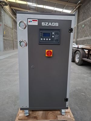 ซื้อ เครื่องทําความเย็นน้ําอุตสาหกรรม 5HP การประมวลผลพลาสติก เครื่องทําความเย็นด้วยอากาศ 5RT สําหรับเครื่องทําความเย็นสารเคมียา เครื่องทําความเย็นหลอดทองแดง online manufacture