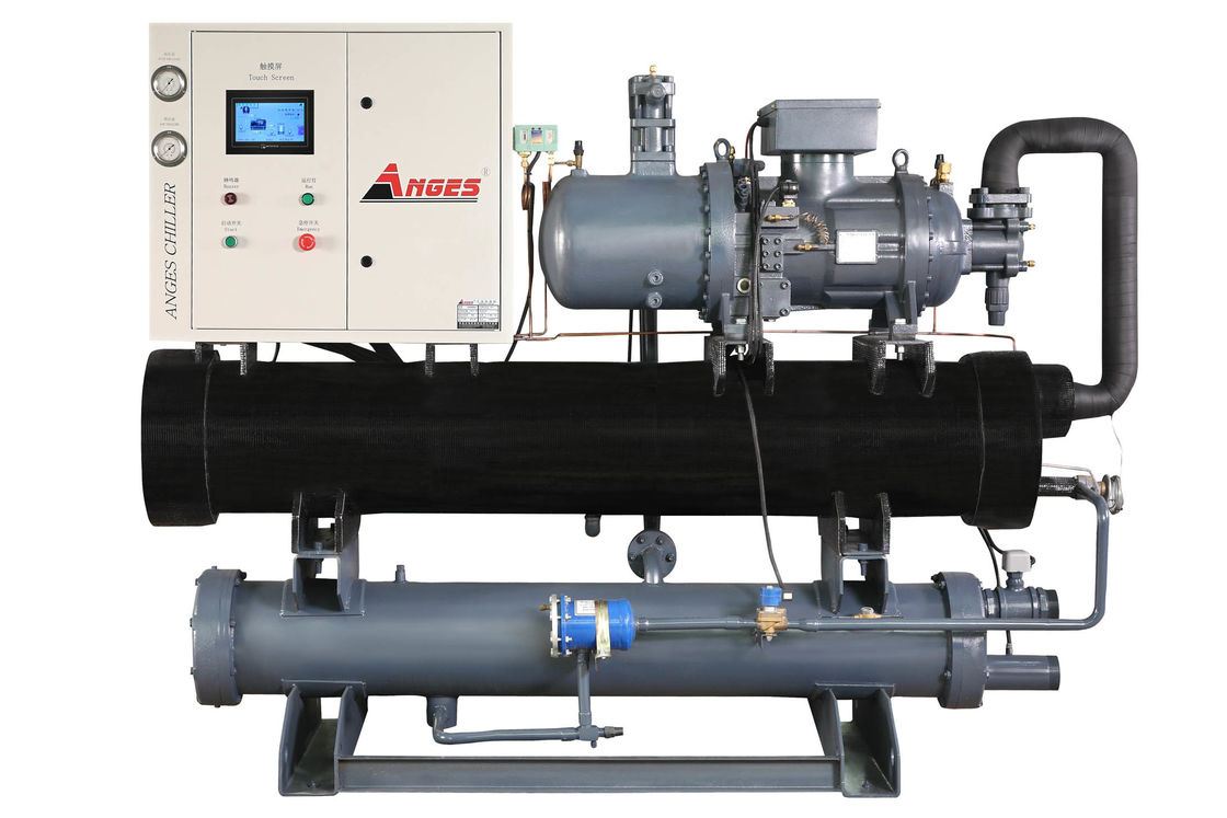 100hp น้ําเย็นอุณหภูมิต่ํา แบบสกรู Chiller ที่ผลิตเอธิลีนกลิกอล -30 °C ใช้สําหรับโรงงานเครื่องดื่ม