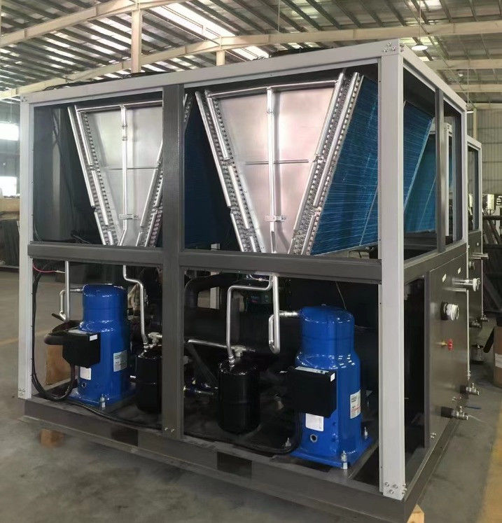 R407C 40hp เครื่องบดสกรูเย็นด้วยอากาศ สําหรับการผลิตอาหารและเครื่องดื่มบรรจุ