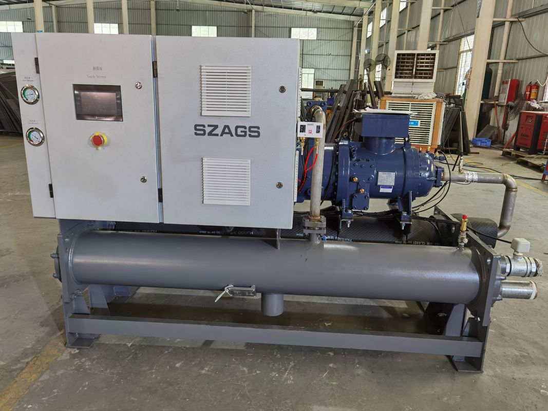 เครื่องเย็นแบบสกรูที่เย็นด้วยน้ํา 100hp พร้อมเครื่องปรับแฮนเบล