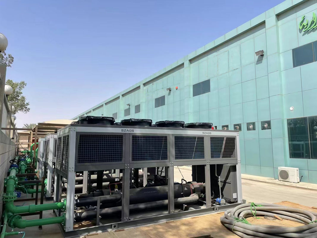 100 ตันสกรูคอมเพรสเซอร์ Chiller 100 Tr อากาศเย็น น้ําเย็นเพื่อความเย็น เครื่องบดขวด