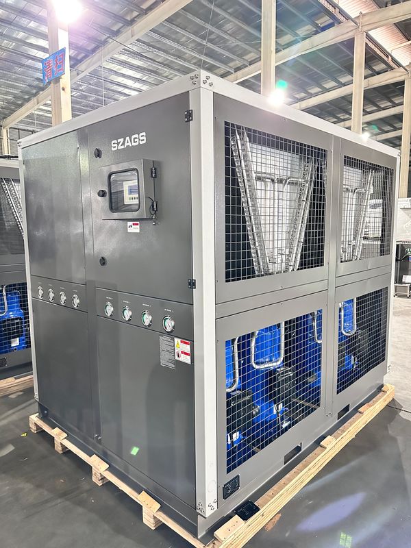 จําหน่ายโรงงาน 60HP เครื่องทําความเย็นน้ําอุตสาหกรรมเย็นด้วยอากาศ เครื่องทําความเย็นน้ําแบบกลิกอลแบบสกรอล 60 ตัน พร้อมเครื่องปรับสกรอลสี่เครื่อง