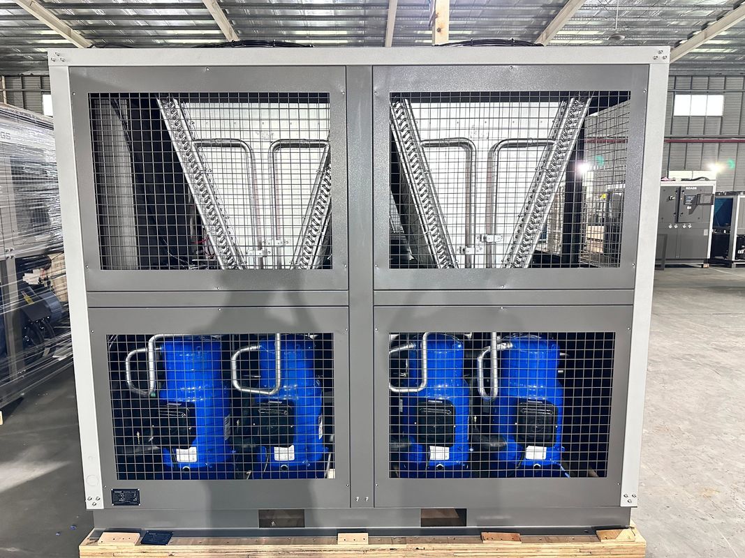 จําหน่ายโรงงาน 60HP เครื่องทําความเย็นน้ําอุตสาหกรรมเย็นด้วยอากาศ เครื่องทําความเย็นน้ําแบบกลิกอลแบบสกรอล 60 ตัน พร้อมเครื่องปรับสกรอลสี่เครื่อง