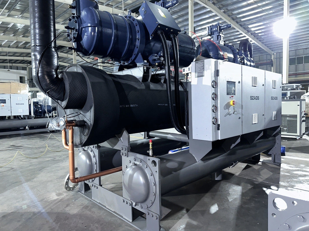 เครื่องทําความเย็นแบบสกรูระบายน้ําอุตสาหกรรม 150 HP ด้วยระบบคอมเพรสเซอร์คู่เพื่อแก้ไขการทําความเย็นที่ดีที่สุด