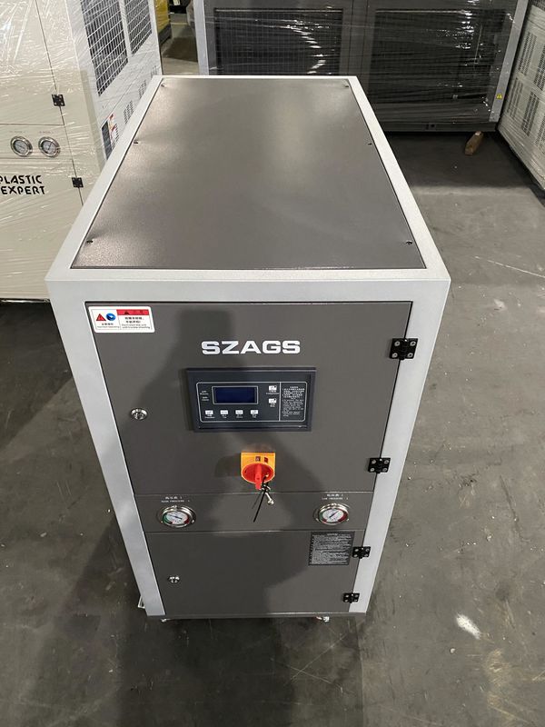 เครื่องทําความเย็นด้วยน้ําขนาดเล็ก 6 ตัน เครื่องทําความเย็นรวดเร็ว 19kW ความจุในการทําความเย็น 24/7 ติดตามทางไกล เครื่องทําความเย็นที่เป็นมิตรต่อสิ่งแวดล้อม