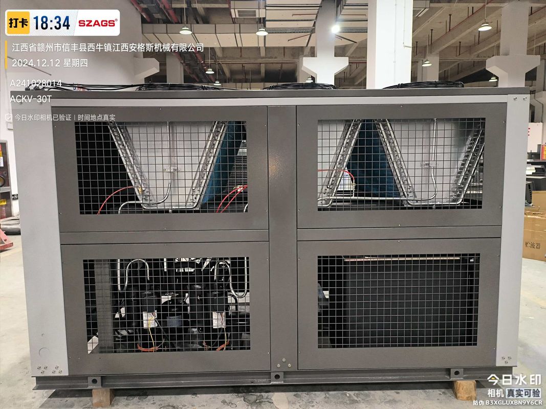 เครื่องเย็นอินเวอร์เตอร์ม้วนเย็นด้วยอากาศ 30HP สําหรับพลาสติกเจาะพิมพ์และการแปรรูปอาหาร