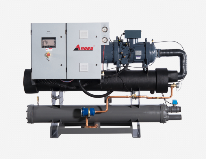 เครื่องทําความเย็นแบบสกรอลเย็นด้วยน้ําขนาด 60HP สําหรับการทําความเย็นกระบวนการอุตสาหกรรมในการพิมพ์และเส้นผสมหนัง BOPP