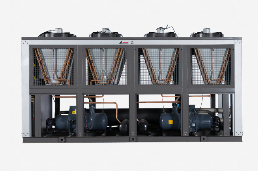 เครื่องทำความเย็นแบบสกรูระบายความร้อนด้วยอากาศ 470kW ความจุสูง สำหรับการทำความเย็นน้ำกระบวนการอุตสาหกรรมในการพิมพ์และการเคลือบลามิเนตฟิล์ม BOPP
